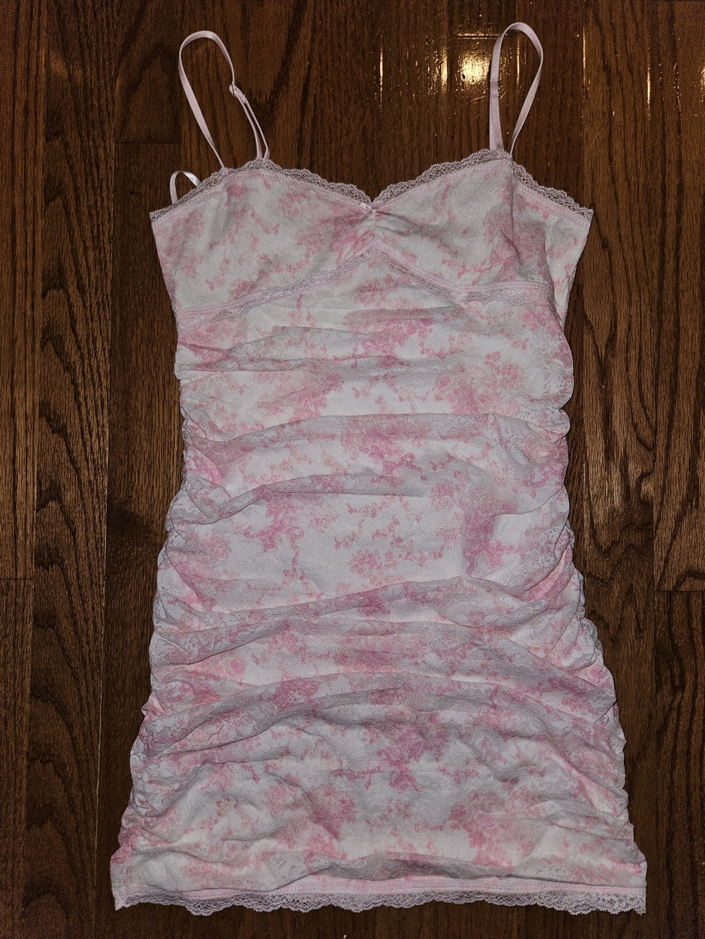 PINK VS. Pink White Floral  Lace Mini Dress